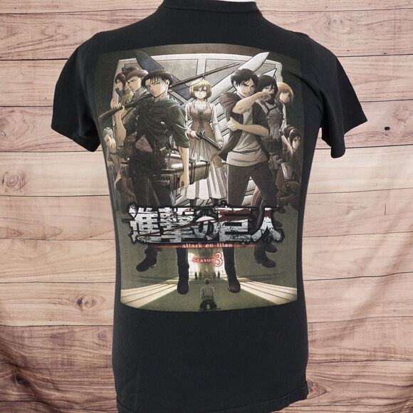 ATTACK ON TITAN SEASON 3 ANIME SHORT SLEEVE TV SHOW BLACK T-SHIRT SZ S - Picture 2 of 8